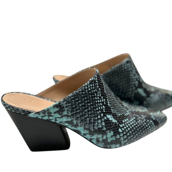 Leather Nordstrom Signature Women’s Black Blue Python Heeled Mule Clog Shoe Sz39 - Picture 2 of 6